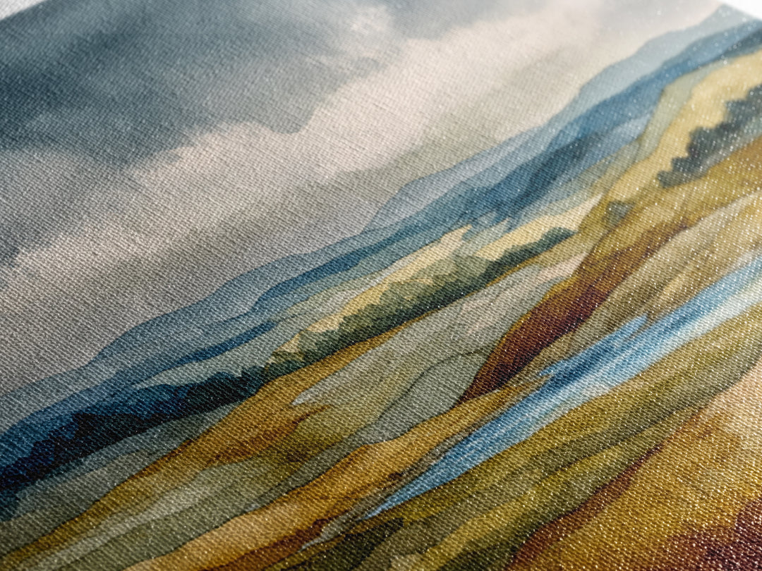 Storm Clouds over a Rolling Prairie Canvas Print, Nature Art, Wall Art, Living Room Decor, Fine Art, Nature, Wood Wall Art, NAT-2x1-82