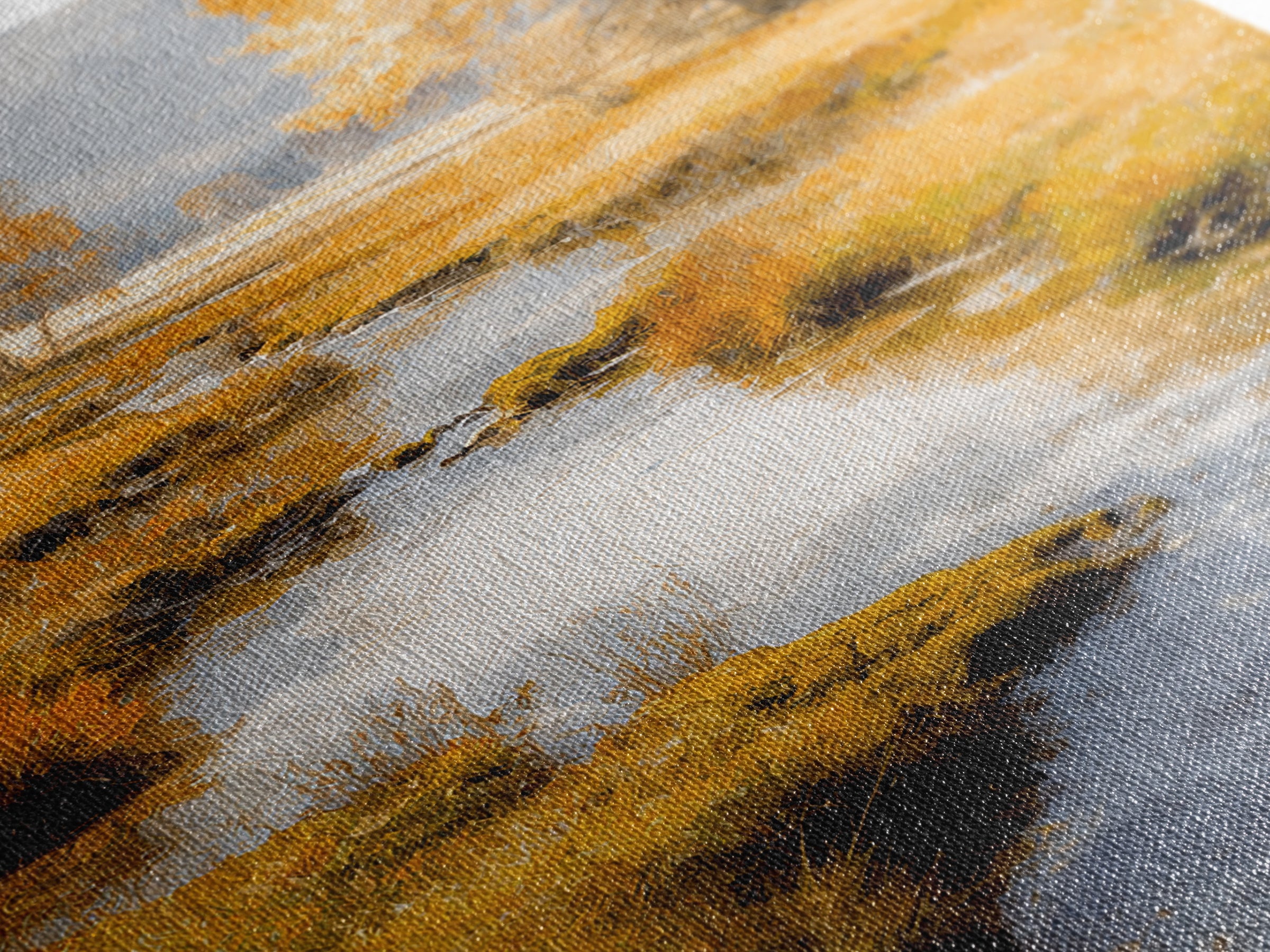Autumn Leaves Floating on Quiet Stream Canvas Print, Nature Art, Art Print, Living Room Decor, Oil Painting, Nature, NAT-2x3-14