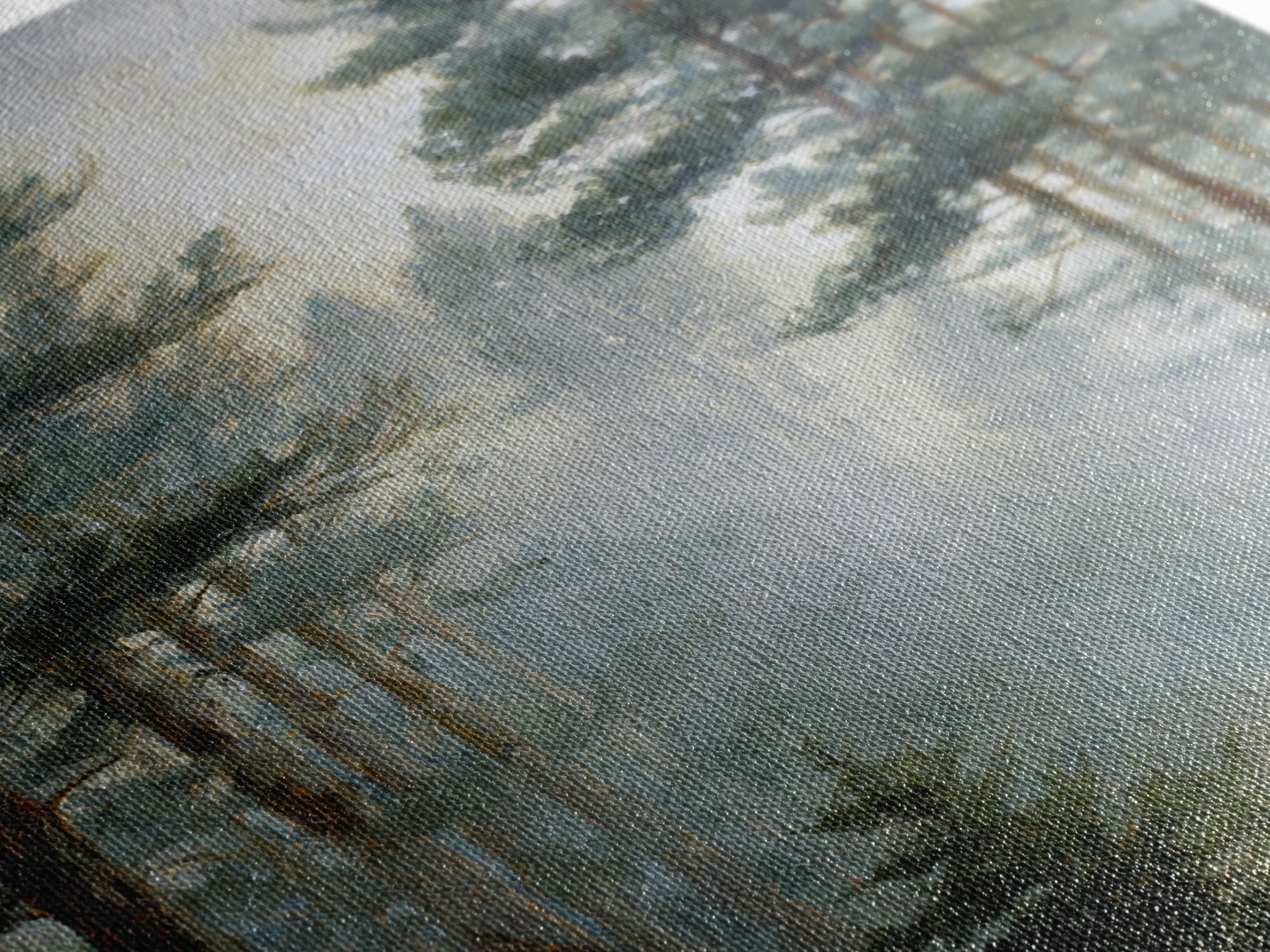 Moody Pine Forest Framed Canvas Print, Nature Art, Wall Art, Living Room Decor, Oil Painting, Nature, Wood Wall Art, NAT-2x3-25