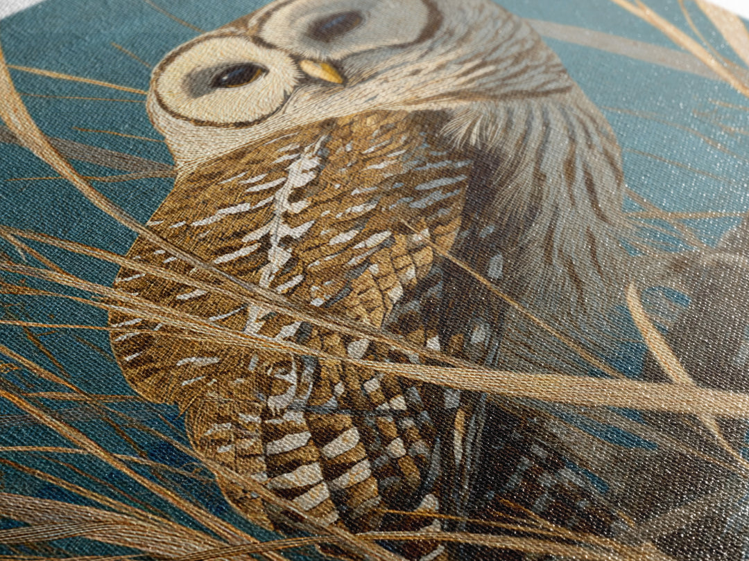Owl in Moonlit Branches Canvas Print, Nature Art, Fine Art Print, Living Room Decor, Fine Art, Nature, Poster, Wall Decor, NAT-2x3-27