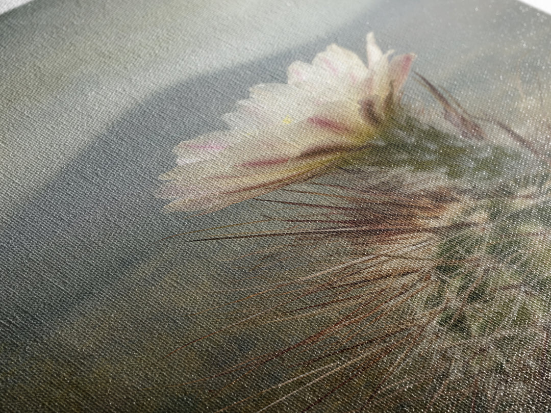Desert Cactus Blooming After Rain Framed Canvas Print, Nature Art, Living Room Decor, Oil Painting, Nature, Ocean Art, NAT-2x3-28