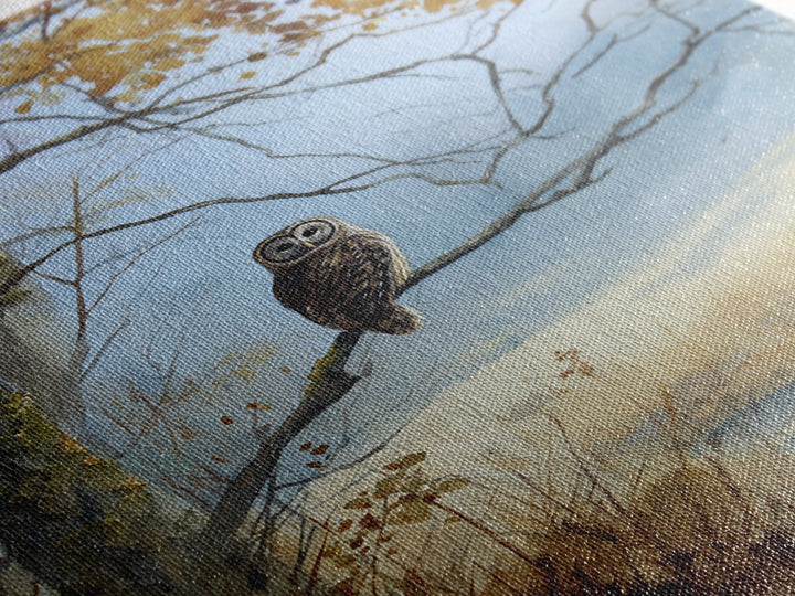 Owl in Moonlit Branches Framed Canvas Print, Nature Art, Room Decor, Living Room Decor, Fine Art, Nature, Wall Hangings, NAT-2x3-51