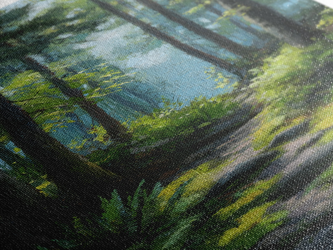 Sunlit Forest Path Canvas Print, Nature Art, Poster, Living Room Decor, Fine Art, Nature, Abstract Wall Art, 3d Wall Art, NAT-2x3-9