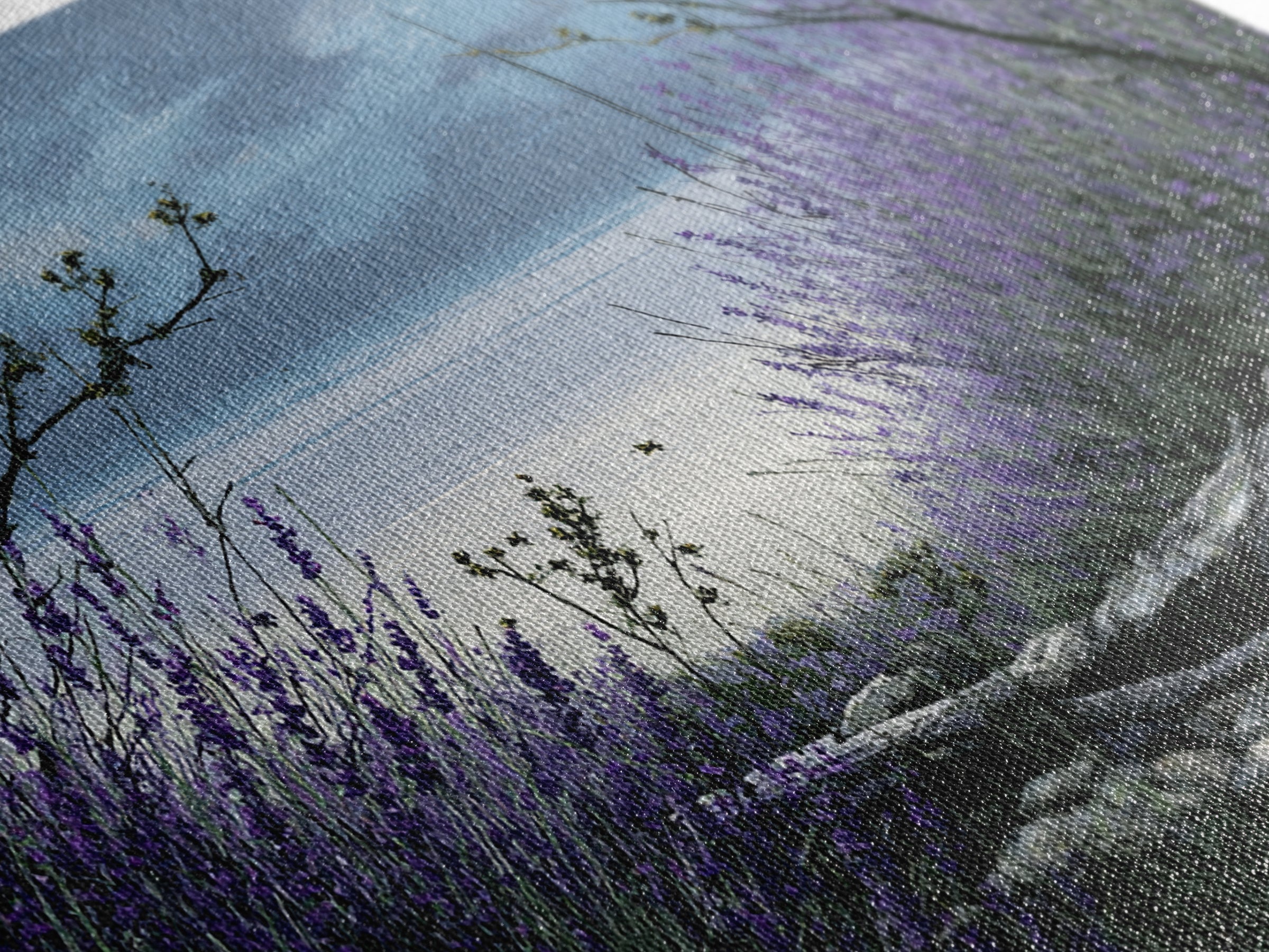 Bees Circling Lavender Blossoms Framed Canvas Print, Nature Art, Living Room Wall Art, Living Room Decor, Fine Art, Nature, NAT-3x2-27