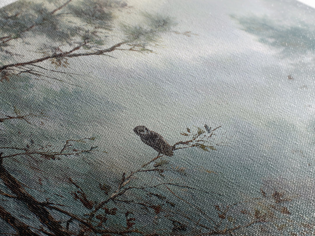 Owl in Moonlit Branches Framed Canvas Print, Nature Art, Room Decor, Living Room Decor, Fine Art, Nature, Wall Hangings, NAT-3x2-47