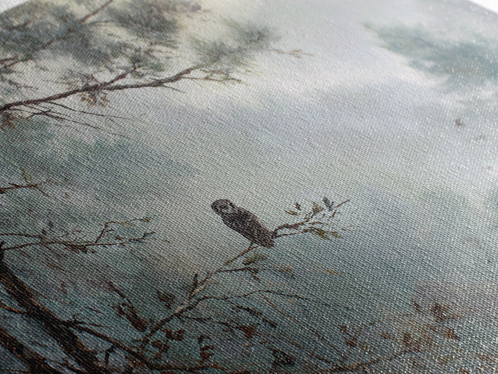 Owl in Moonlit Branches Framed Canvas Print, Nature Art, Room Decor, Living Room Decor, Fine Art, Nature, Wall Hangings, NAT-3x2-47