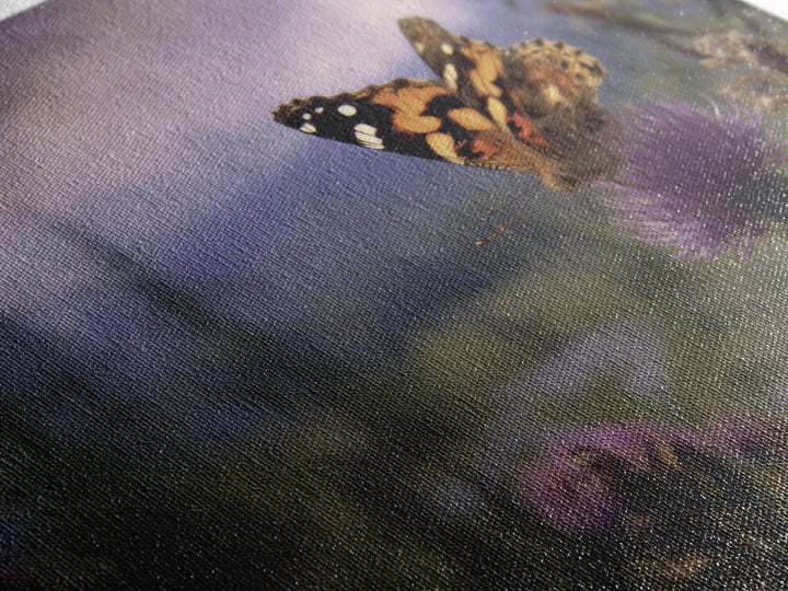 Butterfly Resting on a Blooming Thistle Canvas Print, Nature Art, Landscape Print, Living Room Decor, Fine Art, Nature, NAT-3x2-56