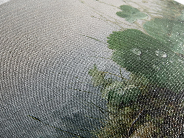 Rain Drops on a Large Green Leaf Framed Canvas Print, Nature Art, Bird Wall Art, Living Room Decor, Fine Art, Nature, NAT-3x2-85