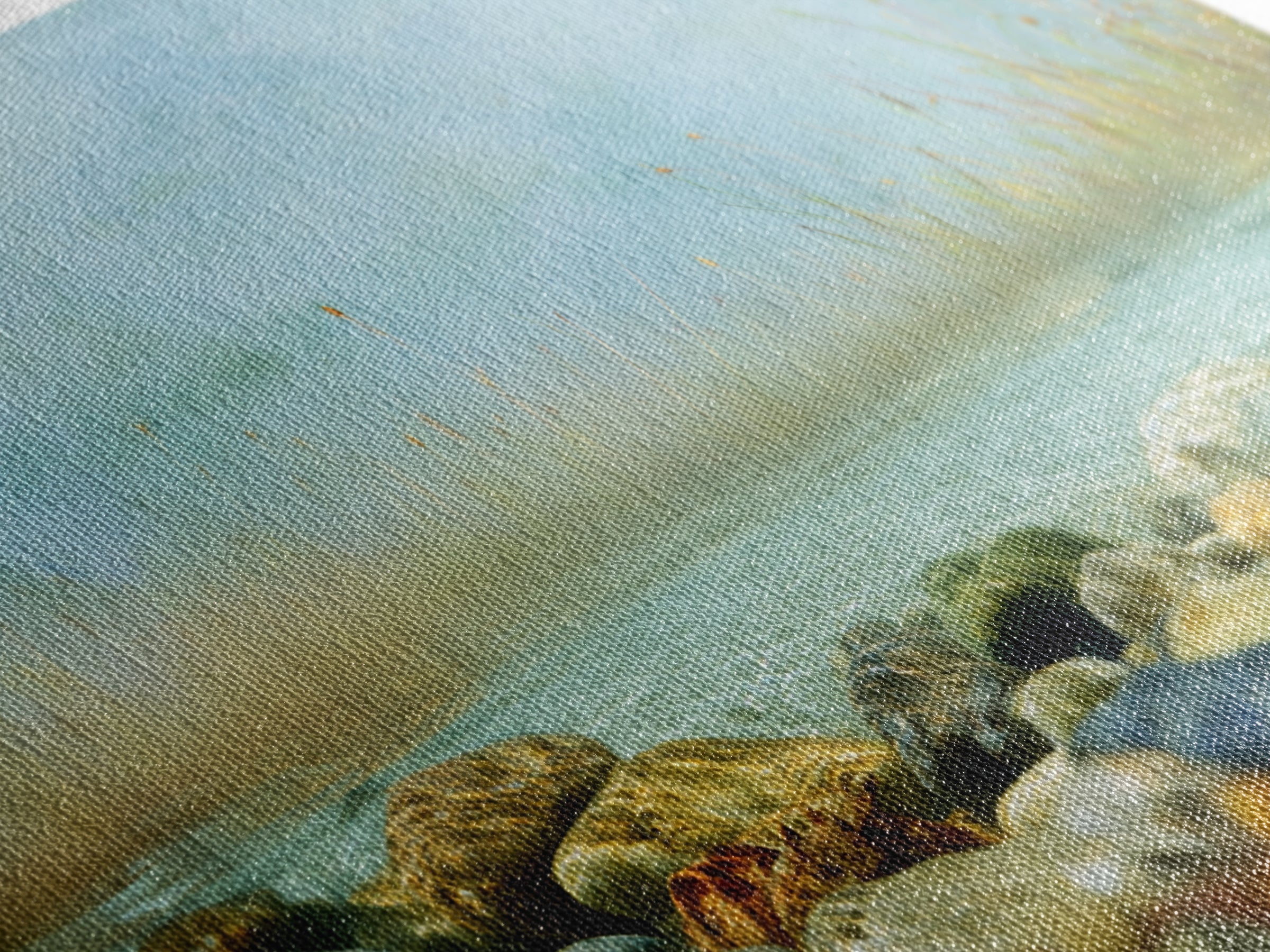 River Stones under Clear Shallow Water Canvas Print, Nature Art, Nature Wall Art, Living Room Decor, Oil Painting, Nature, NAT-3x2-89
