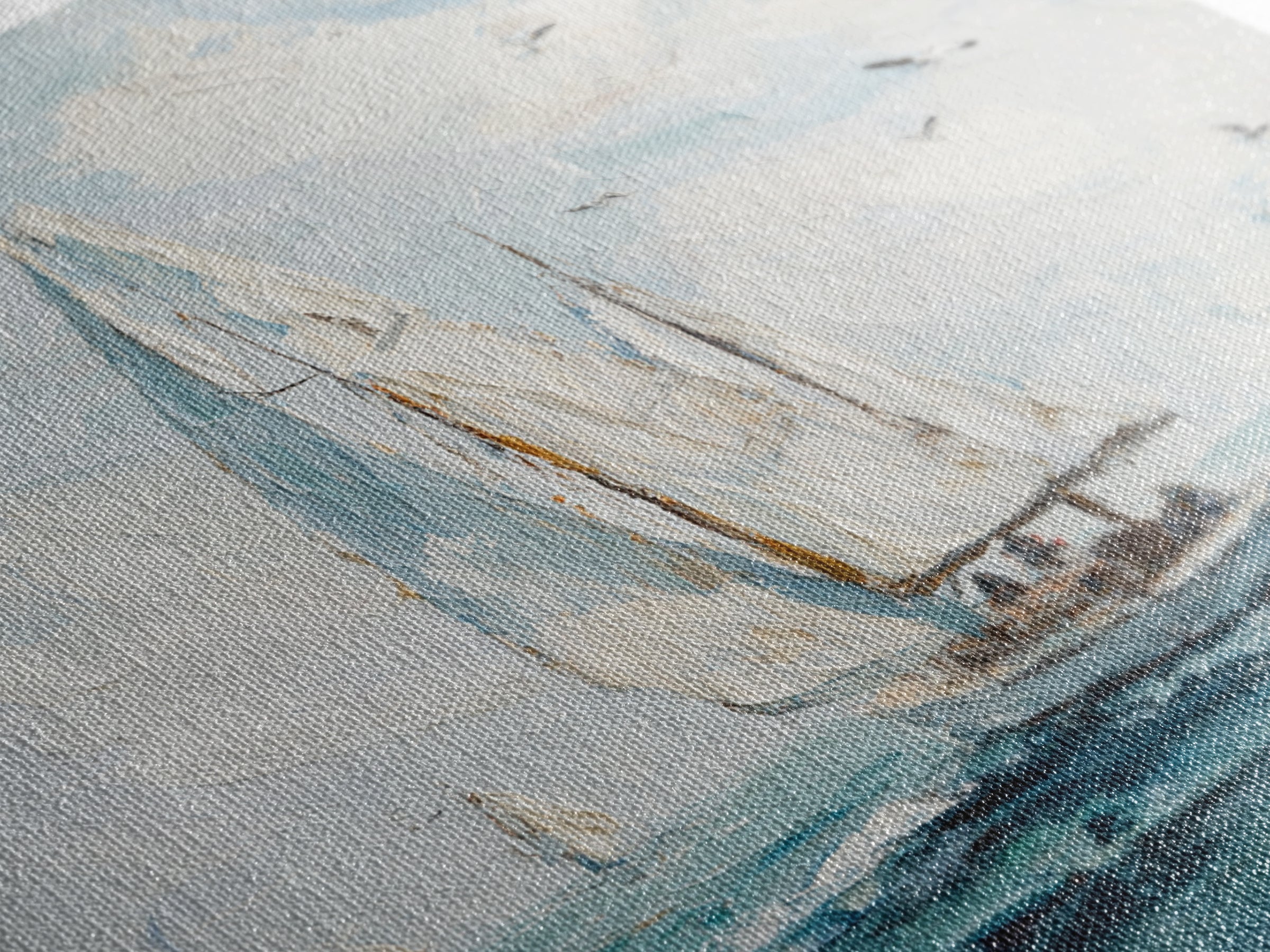 Classic Yacht Racing Through Whitecaps Framed Canvas Print, Nautical Art, Coastal Decor, Oil Painting, Harbor, Fine Art Print, NAU-1x1-43