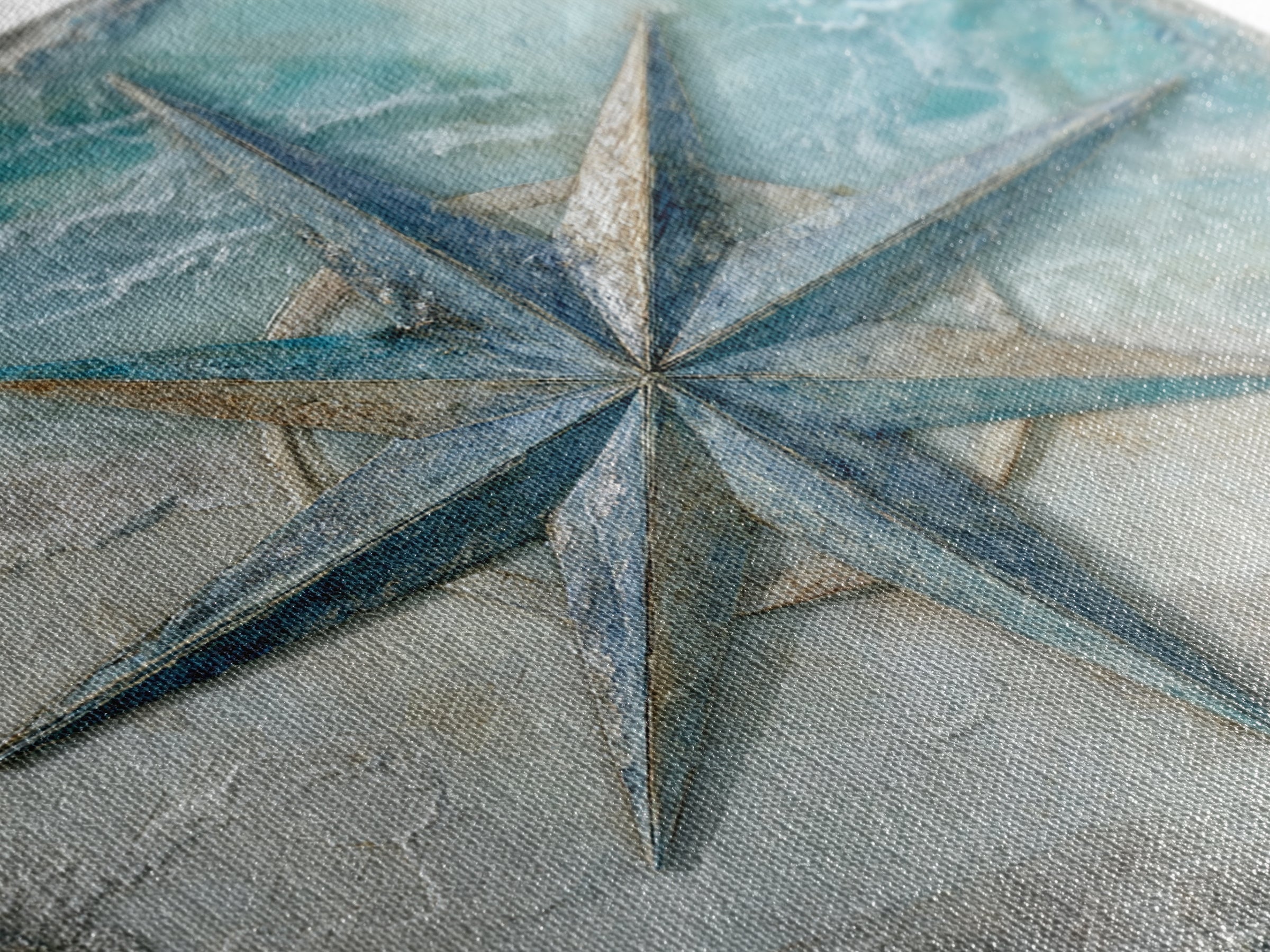 Nautical Star Compass Rose Framed Canvas Print, Nautical Art, Gallery Decor, Coastal Decor, Fine Art, Harbor, Wall Art, NAU-1x1-62