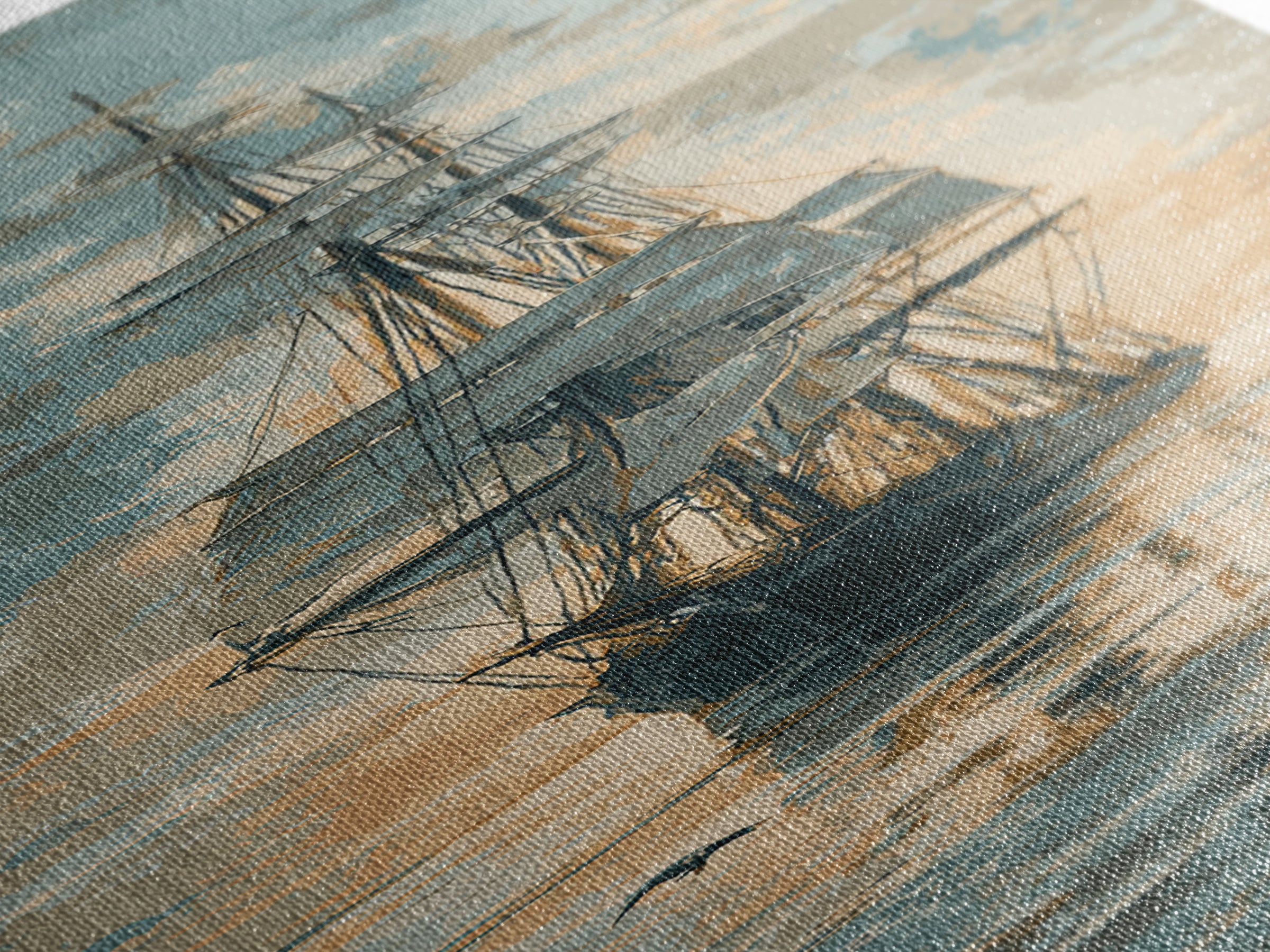 Tall Ship Silhouette at Sunset Canvas Print, Nautical Art, Coastal Wall Art, Coastal Decor, Fine Art, Harbor, Neutral Decor, NAU-1x3-68