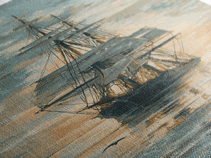 Tall Ship Silhouette at Sunset Canvas Print, Nautical Art, Coastal Wall Art, Coastal Decor, Fine Art, Harbor, Neutral Decor, NAU-1x3-68