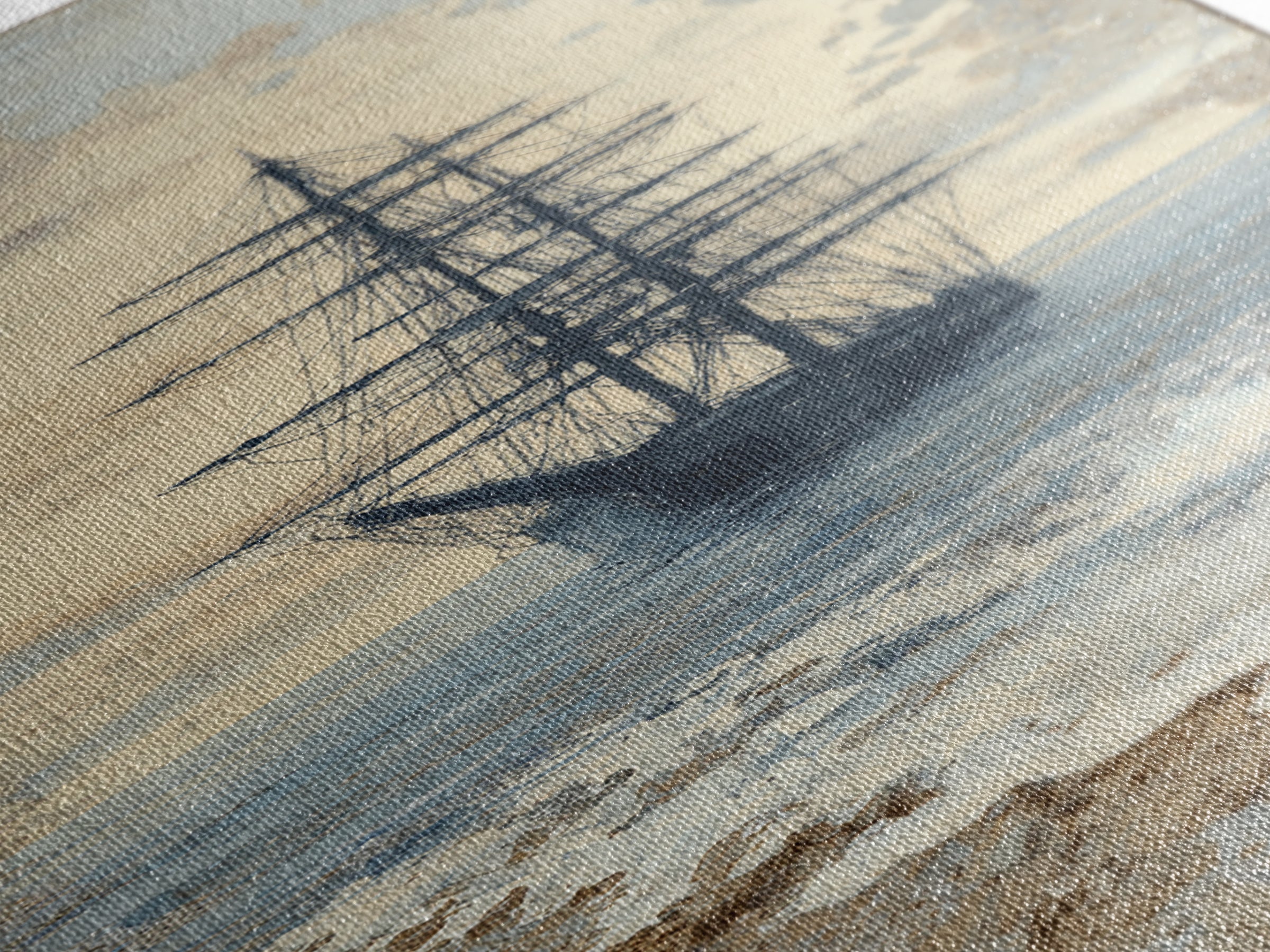 Tall Ship Silhouette at Sunset Framed Canvas Print, Nautical Art, Beach Print, Coastal Decor, Fine Art, Harbor, Luxury Decor, NAU-1x3-92