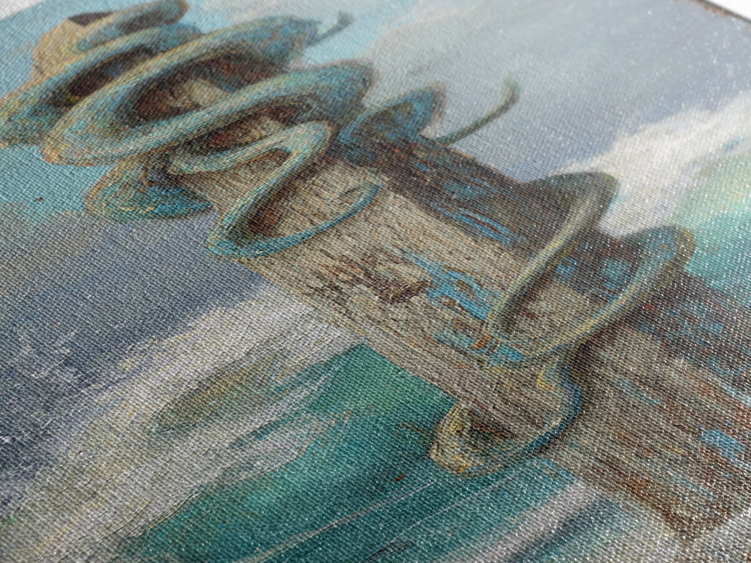 Octopus Wrapped Around an Anchor Canvas Print, Nautical Art, Boho Decor, Coastal Decor, Oil Painting, Harbor, Art Print, NAU-1x3-97