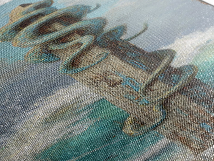 Octopus Wrapped Around an Anchor Canvas Print, Nautical Art, Boho Decor, Coastal Decor, Oil Painting, Harbor, Art Print, NAU-1x3-97