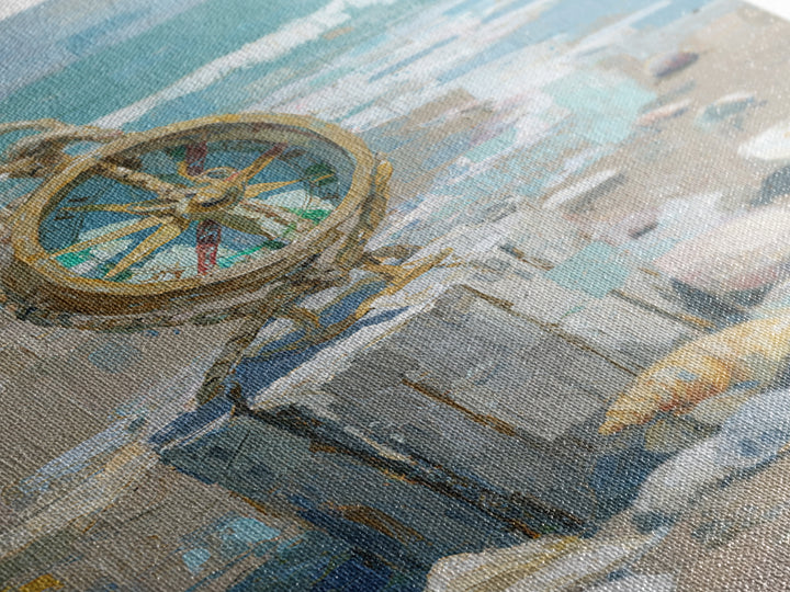 Antique Compass with Rope and Shells Canvas Print, Nautical Art, Antique Decor, Coastal Decor, Harbor, Downloadable Prints, NAU-2x3-82
