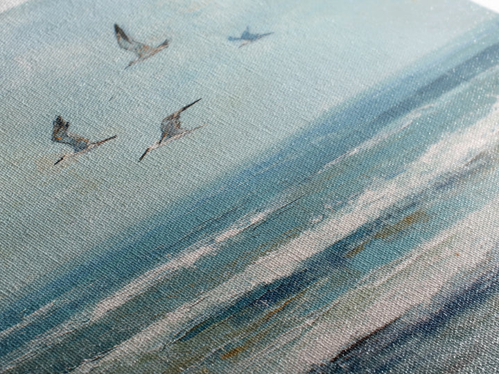 Coastal Gulls Flying Framed Canvas Print, Nautical Art, Coastal Wall Art, Coastal Decor, Fine Art, Harbor, Neutral Decor, NAU-2x3-97