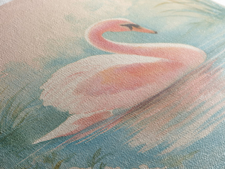 Pink Swan on Calm Pond Framed Canvas Print, Nursery Decor, Boho Decor, Oil Painting, Nursery, Nursery Wall Art, Framed Wall Art, NDE-1x1-37