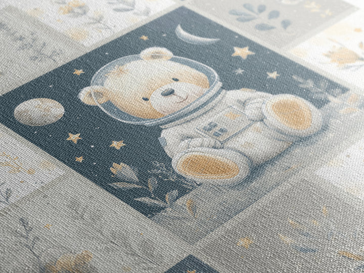 Little Astronaut Bear Framed Canvas Print, Nursery Decor, Safari Nursery Decor, Fine Art, Nursery, Modern Decor, Fine Art Print, NDE-1x1-39