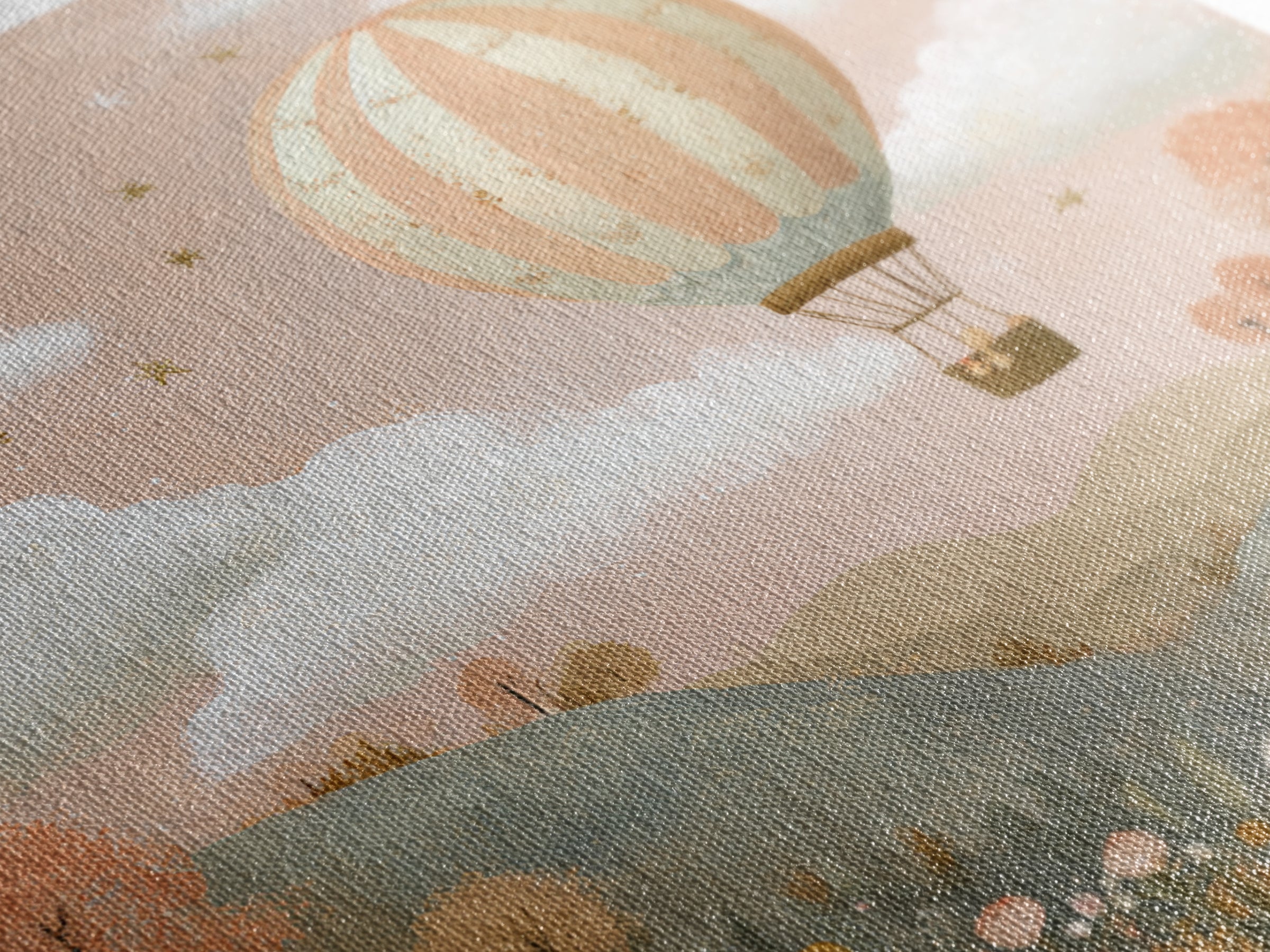 Hot Air Balloon Drifting Canvas Print, Nursery Decor, Safari Nursery Decor, Fine Art, Nursery, Modern Decor, Fine Art Print, NDE-1x1-60