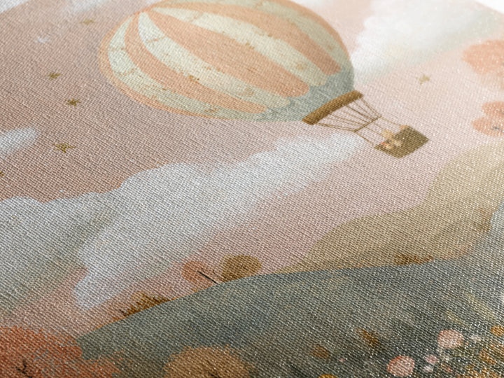 Hot Air Balloon Drifting Canvas Print, Nursery Decor, Safari Nursery Decor, Fine Art, Nursery, Modern Decor, Fine Art Print, NDE-1x1-60