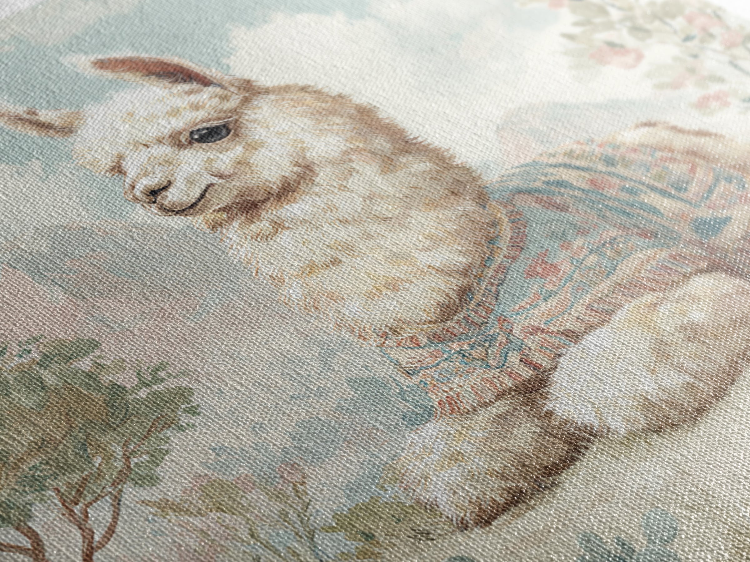 Cute Llama with Blanket Pattern Framed Canvas Print, Nursery Decor, Wall Art, Oil Painting, Nursery, Nursery Wall Decor, NDE-1x1-93
