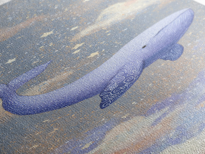 Baby Whale Swimming Through Stars Framed Canvas Print, Nursery Decor, Wall Decor, Fine Art, Nursery, Woodland Nursery Decor, NDE-1x3-20