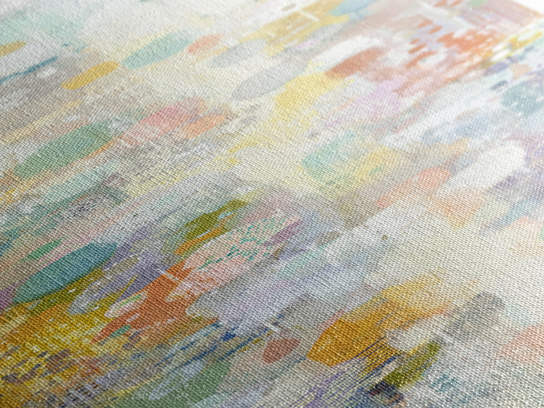 Cloud Rainbow and Raindrop Composition Canvas Print, Nursery Decor, Canvas, Fine Art, Nursery, Playroom Decor, Floral Wall Art, NDE-1x3-32