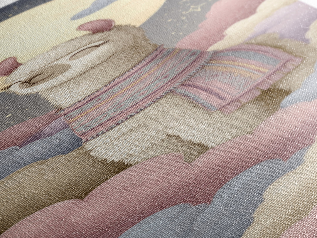 Cute Llama with Blanket Pattern Canvas Print, Nursery Decor, Playroom Decor, Nursery, Boy Nursery Decor, Gallery Decor, NDE-1x3-33