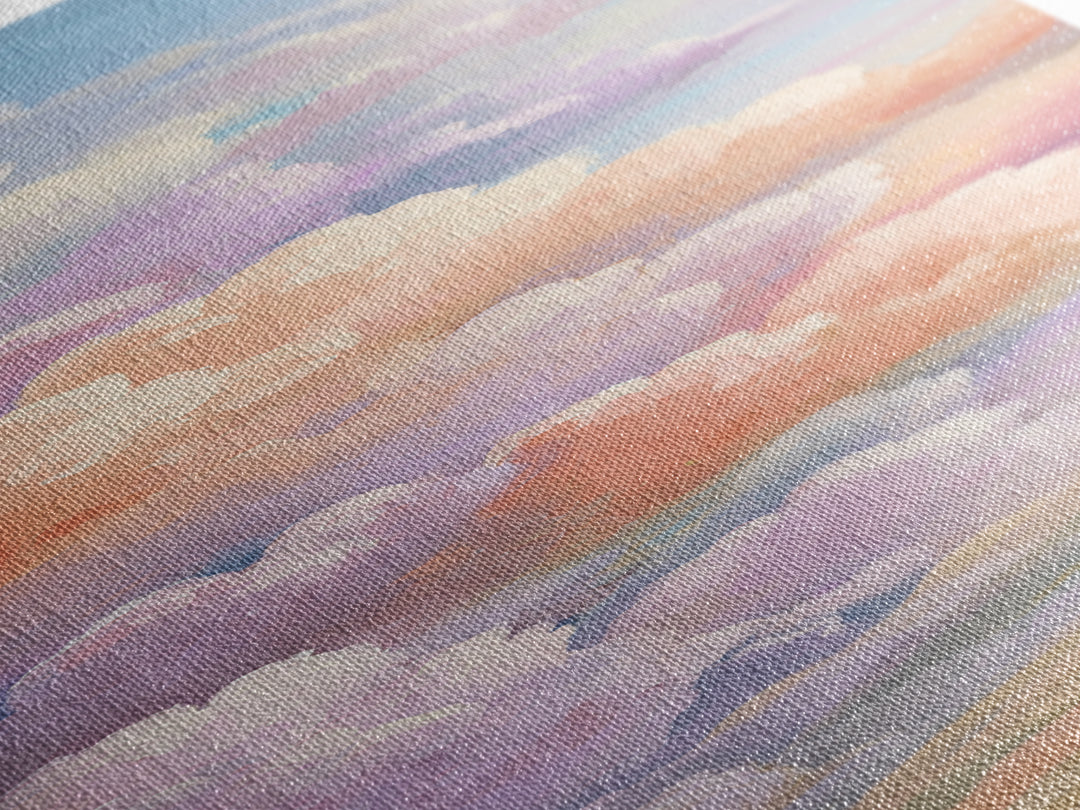 Pastel Rainbow with Soft Cloud Shapes Framed Canvas Print, Nursery Decor, Abstract Art, Nursery, Nursery Prints, NDE-1x3-61