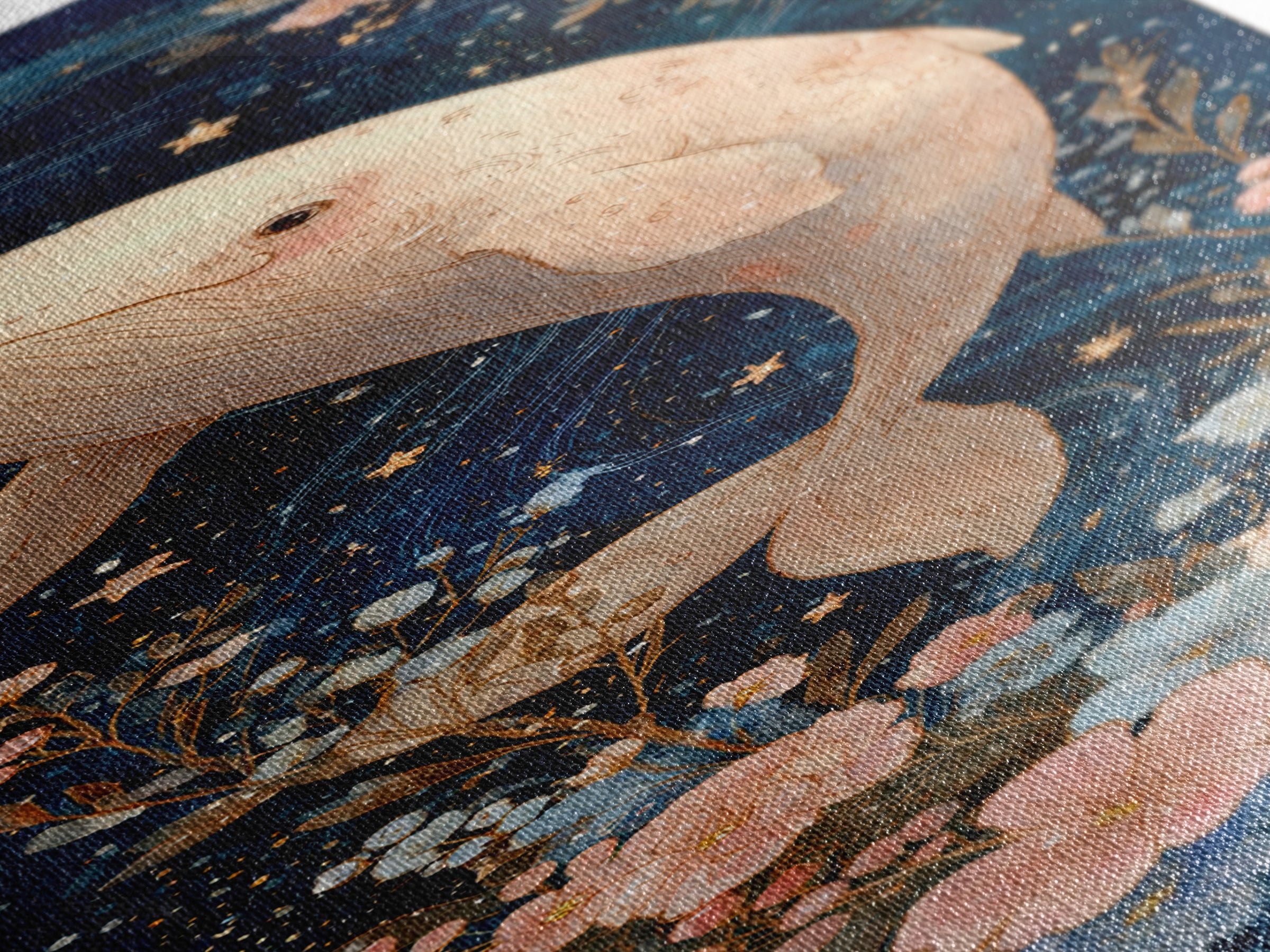 Baby Whale Swimming Through Stars Framed Canvas Print, Nursery Decor, Nursery Name Sign, Fine Art, Nursery, Luxury Decor, NDE-1x3-92