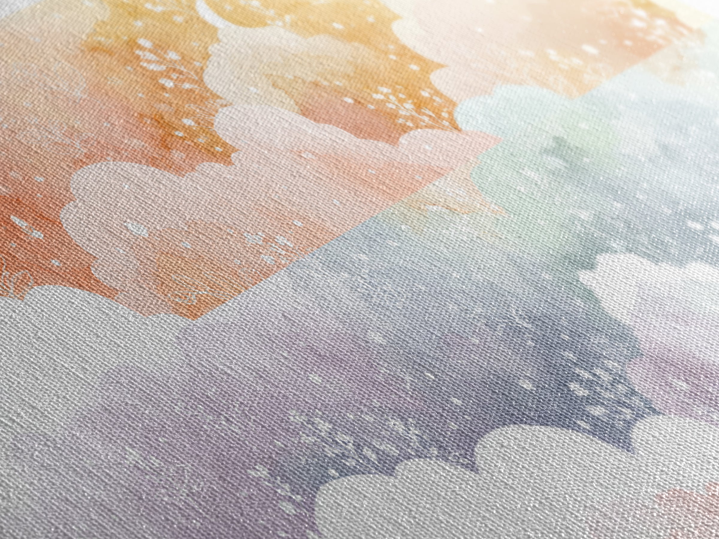 Pastel Rainbow with Soft Cloud Shapes Framed Canvas Print, Nursery Decor, Nursery Wall Decor, Nursery, Nursery Name Sign, NDE-2x1-45
