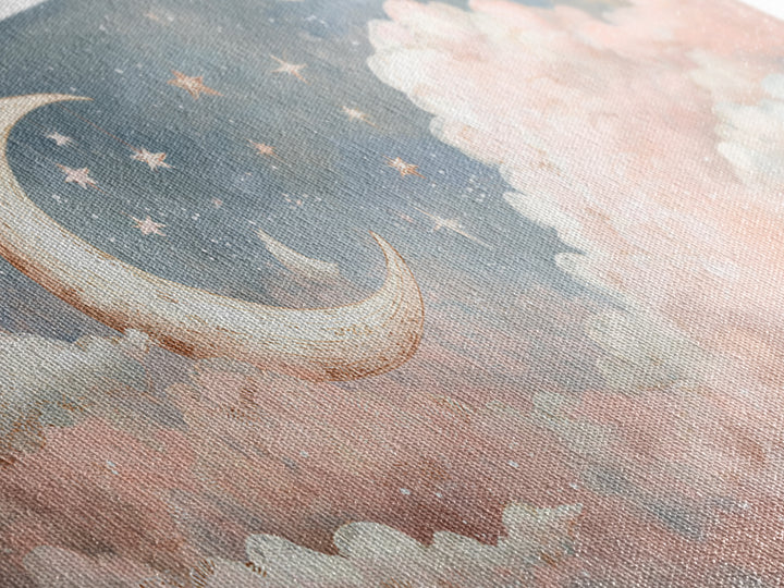 Moon Phase Mobile Canvas Print, Nursery Decor, Wall, Oil Painting, Nursery, Nursery Wall Decals, Woodland Nursery, NDE-2x1-47