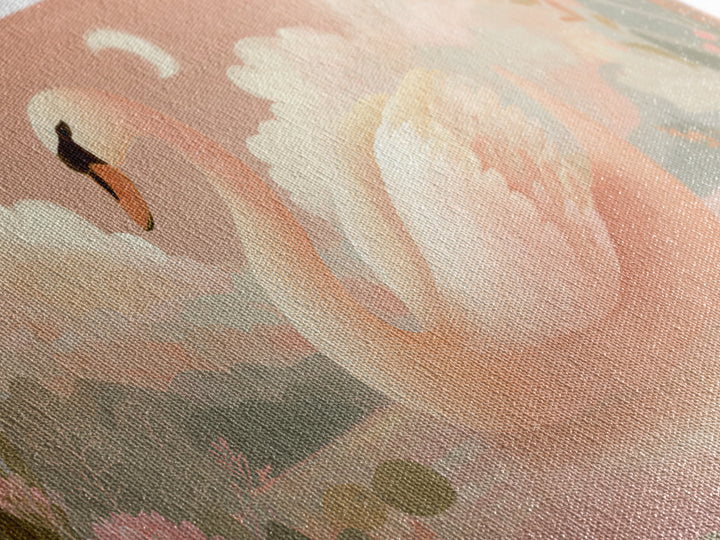 Pink Swan on Calm Pond Canvas Print, Nursery Decor, Wall Decal, Fine Art, Nursery, Wall Light, Baby Girl Nursery Decor, NDE-2x1-57