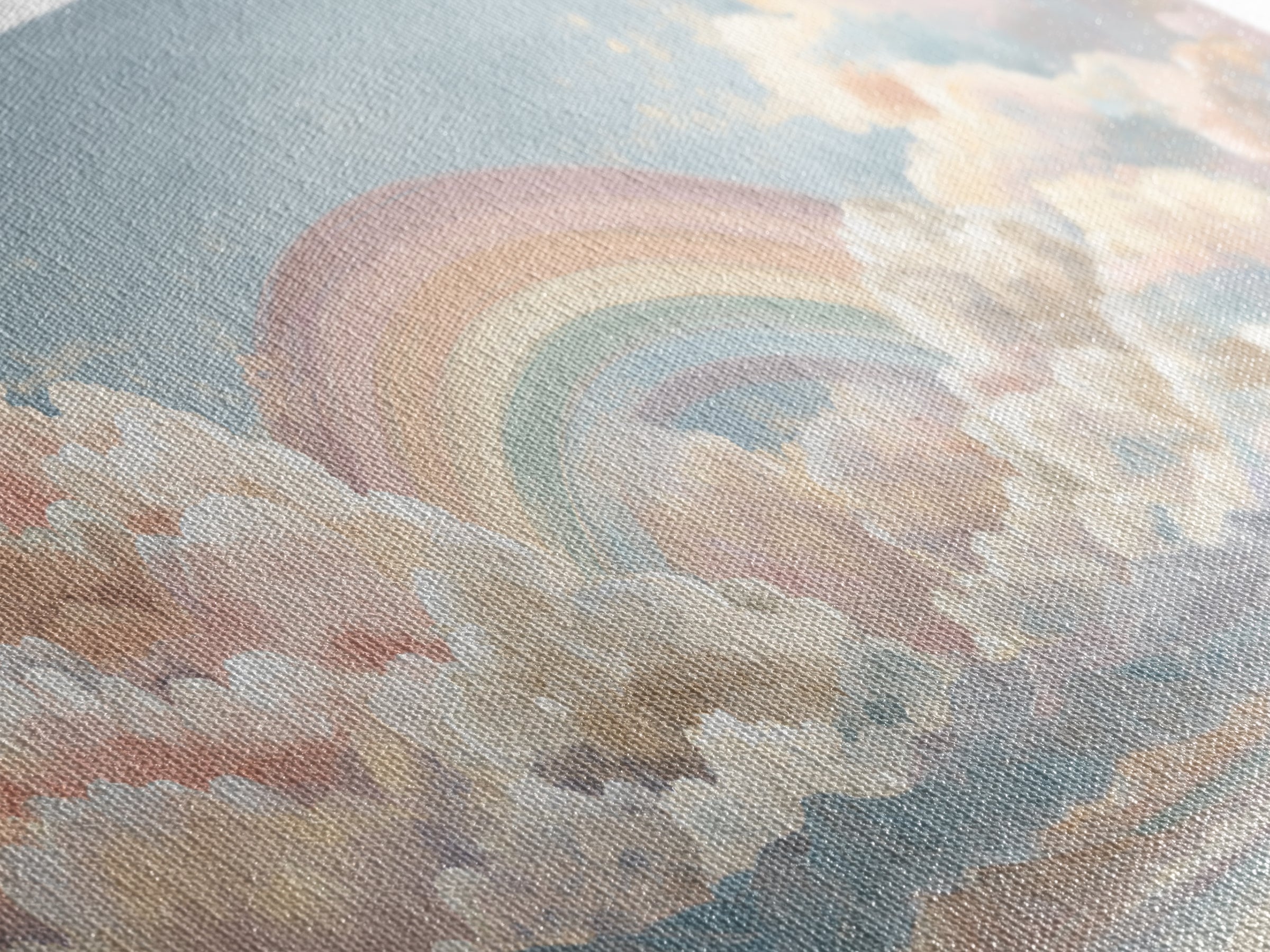 Pastel Rainbow with Soft Cloud Shapes Canvas Print, Nursery Decor, Floral Wall Art, Abstract Art, Nursery, Gallery Decor, NDE-2x1-69