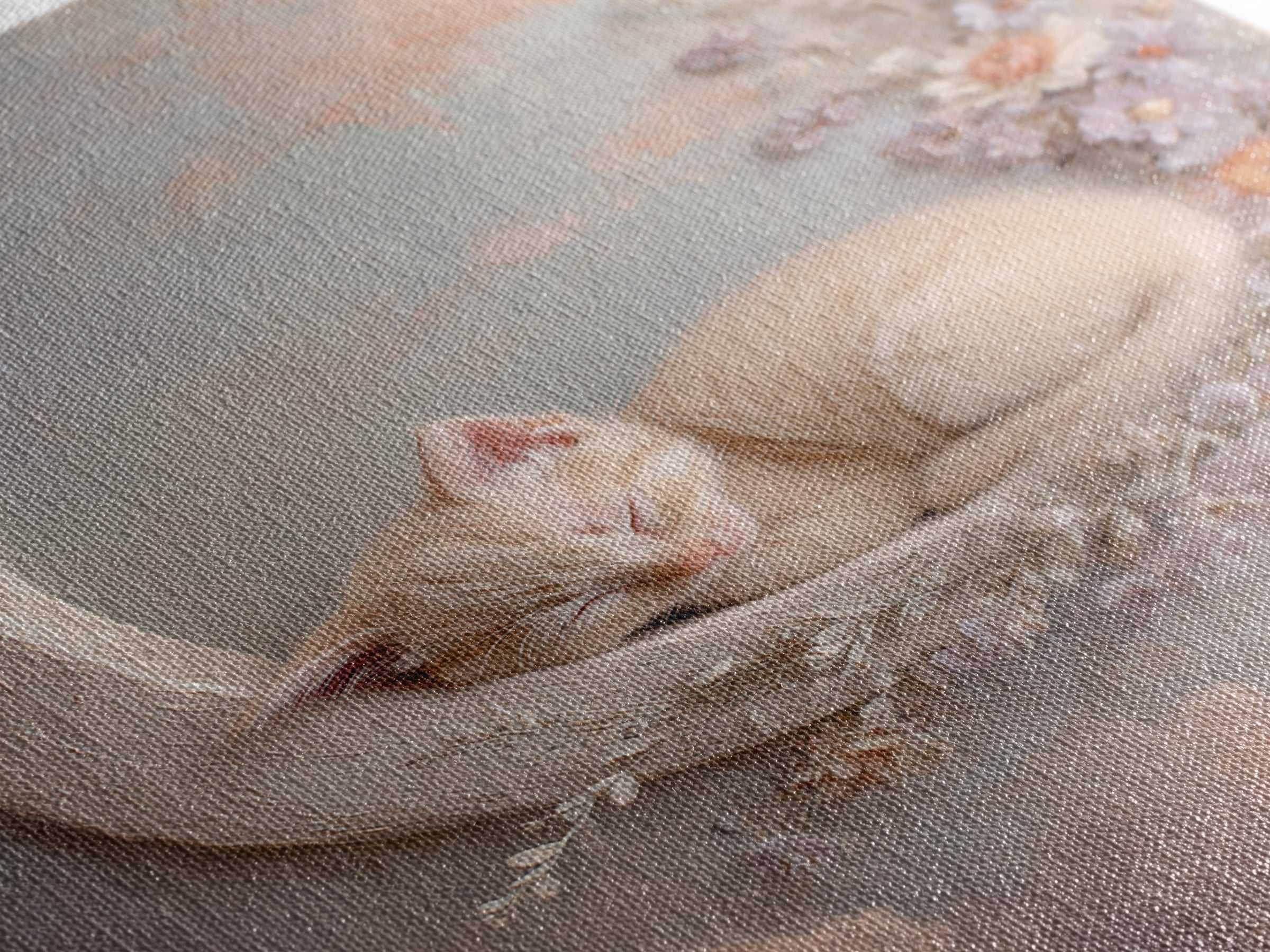 Sleeping Kitten on Crescent Moon Framed Canvas Print, Nursery Decor, Framed Wall Art, Fine Art, Nursery, Safari Nursery Decor, NDE-2x3-1