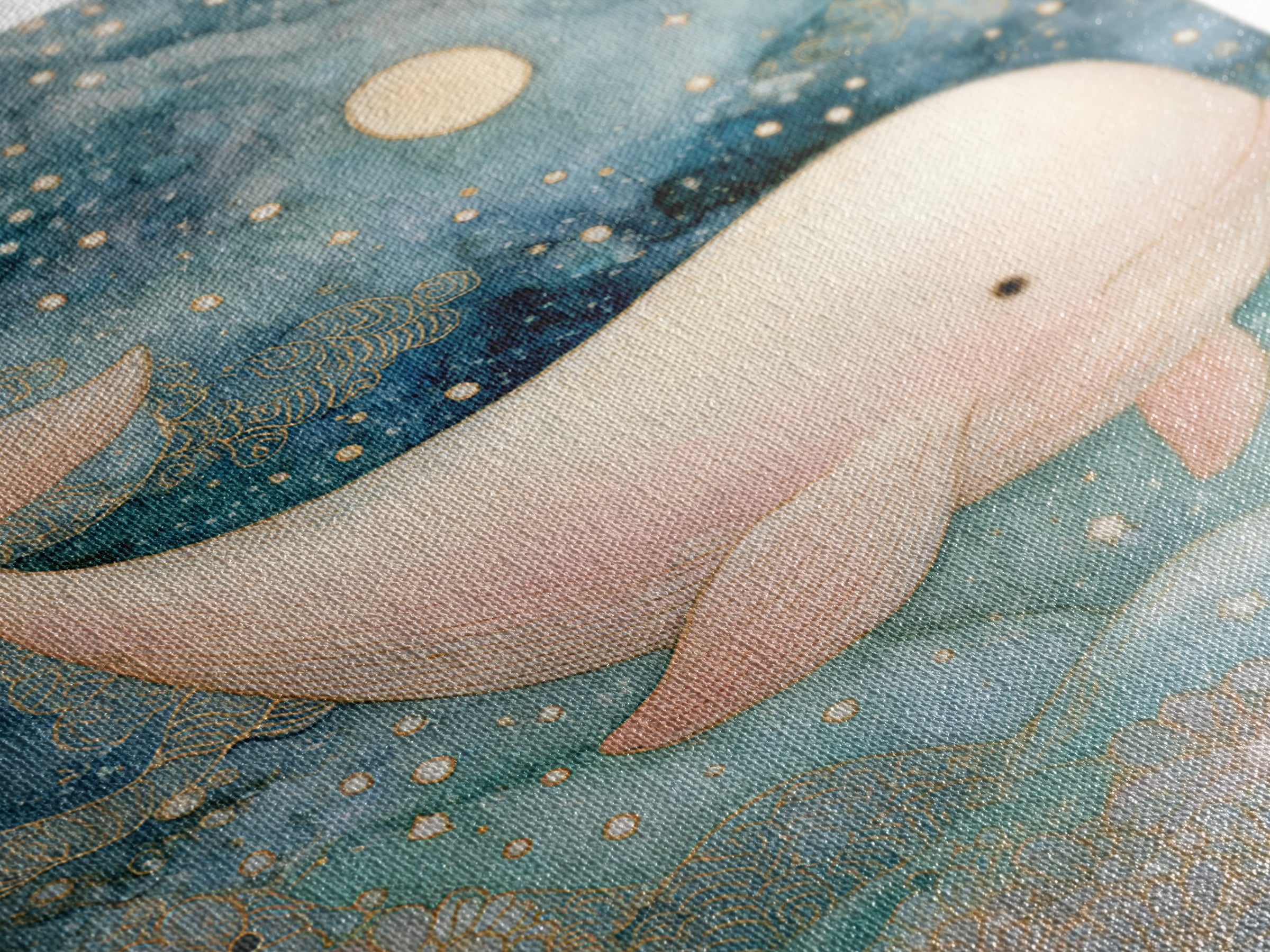 Baby Whale Swimming Through Stars Canvas Print, Nursery Decor, Gallery Decor, Fine Art, Nursery, Wall Art, Home Decor, NDE-2x3-16