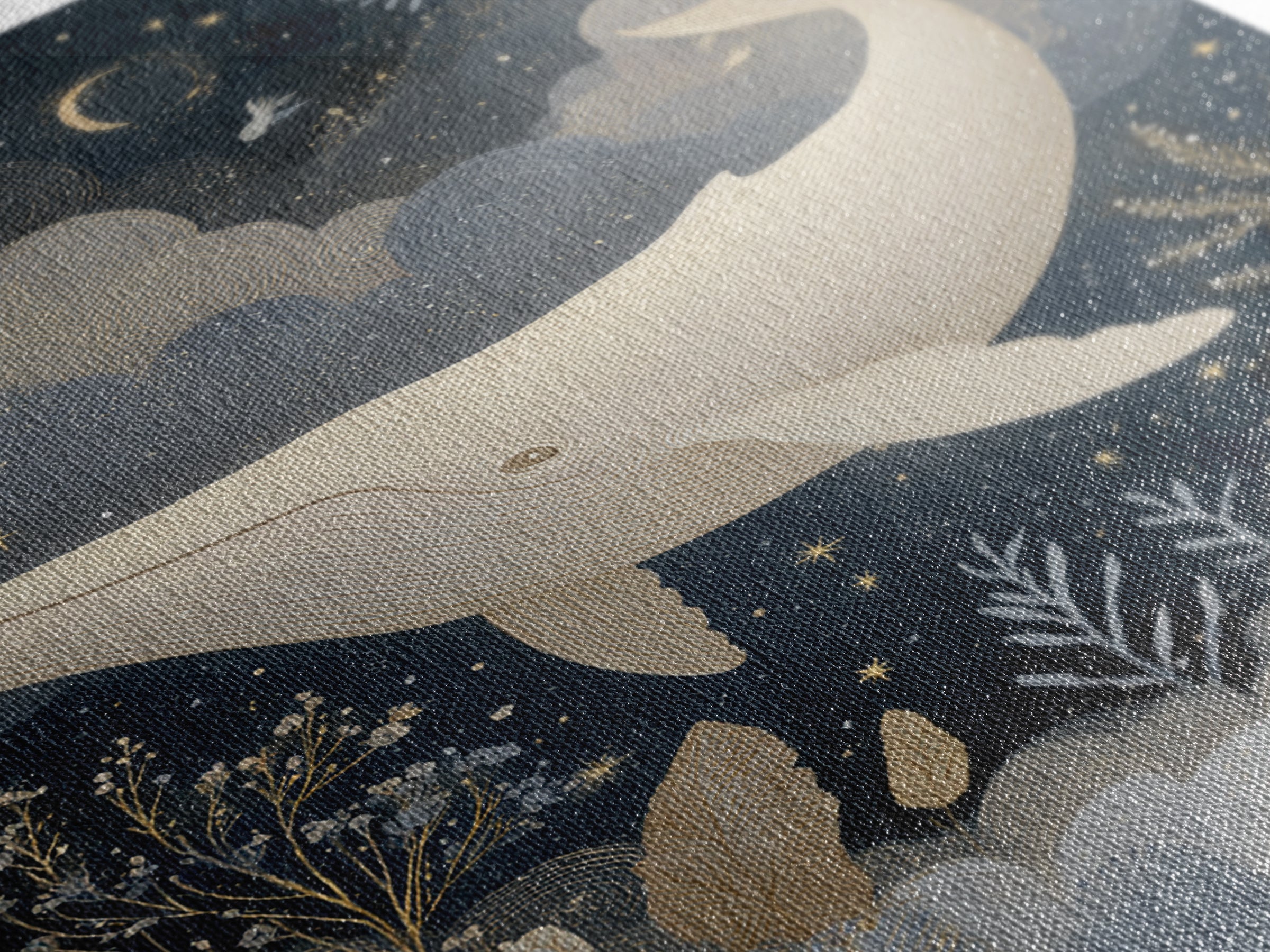 Baby Whale Swimming Through Stars Canvas Print, Nursery Decor, Contemporary Art, Nursery, Wall Decals, Nursery Wall Decor, NDE-2x3-40