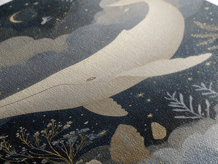 Baby Whale Swimming Through Stars Canvas Print, Nursery Decor, Contemporary Art, Nursery, Wall Decals, Nursery Wall Decor, NDE-2x3-40
