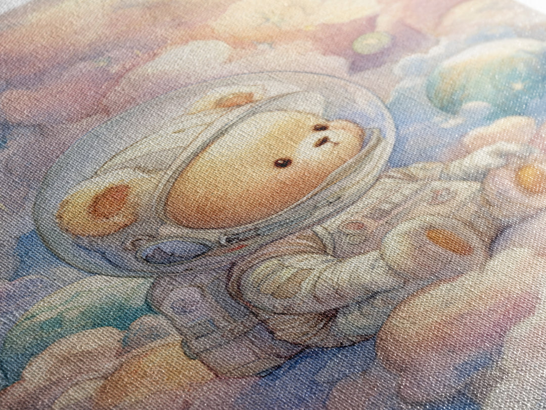Little Astronaut Bear Framed Canvas Print, Nursery Decor, Wall Decals, Abstract Art, Nursery, Girl Nursery Decor, NDE-2x3-47