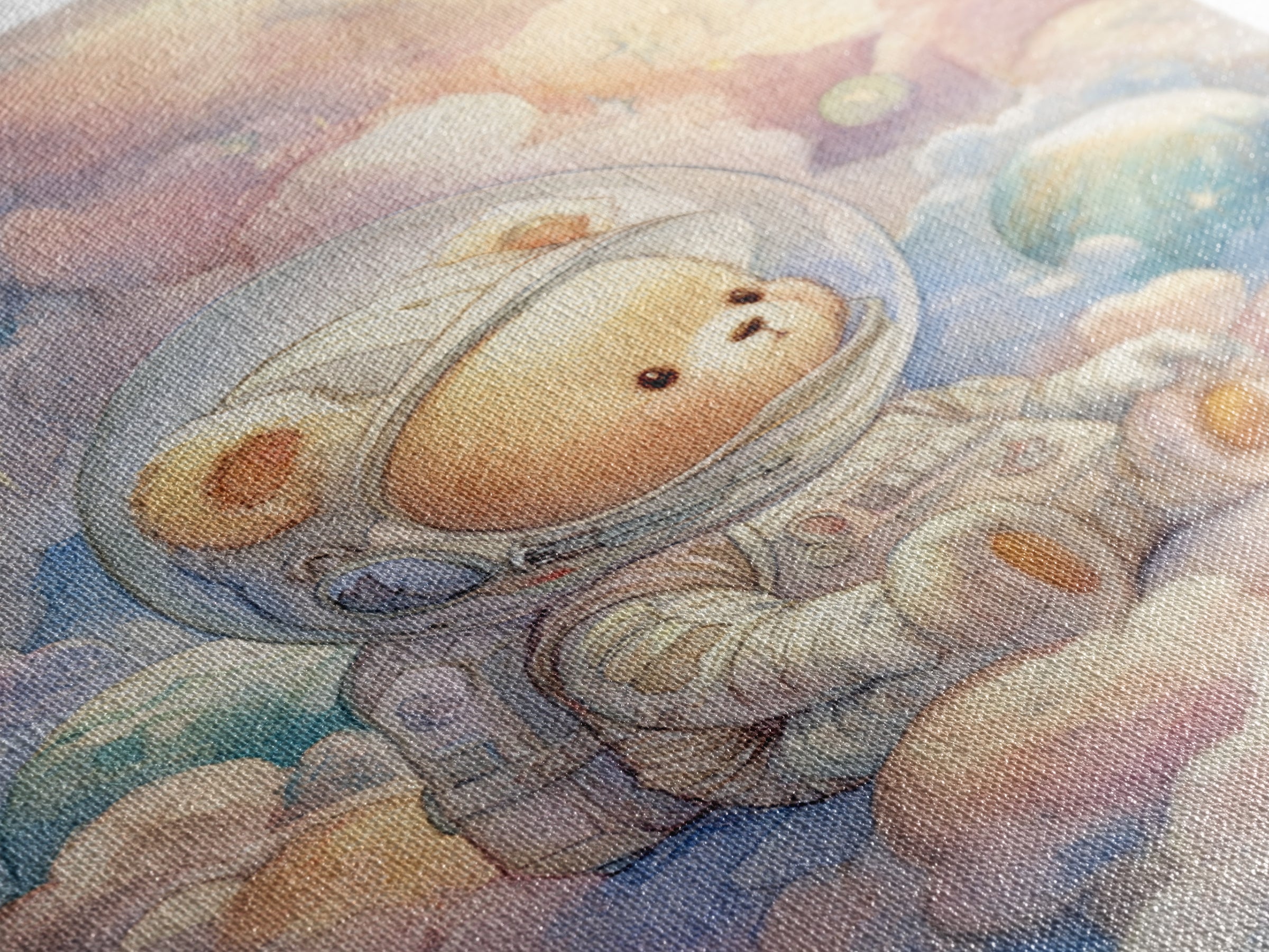 Little Astronaut Bear Framed Canvas Print, Nursery Decor, Wall Decals, Abstract Art, Nursery, Girl Nursery Decor, NDE-2x3-47