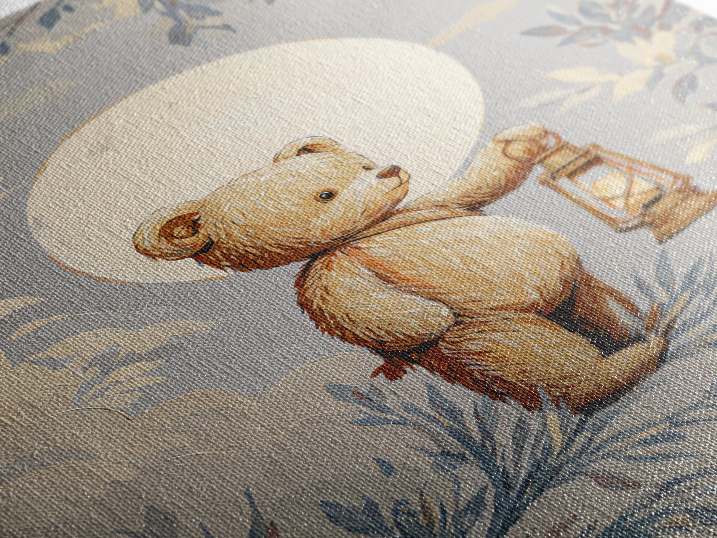 Storybook Bear with Little Lantern Canvas Print, Nursery Decor, Playroom Decor, Fine Art, Nursery, Boy Nursery Decor, NDE-2x3-65
