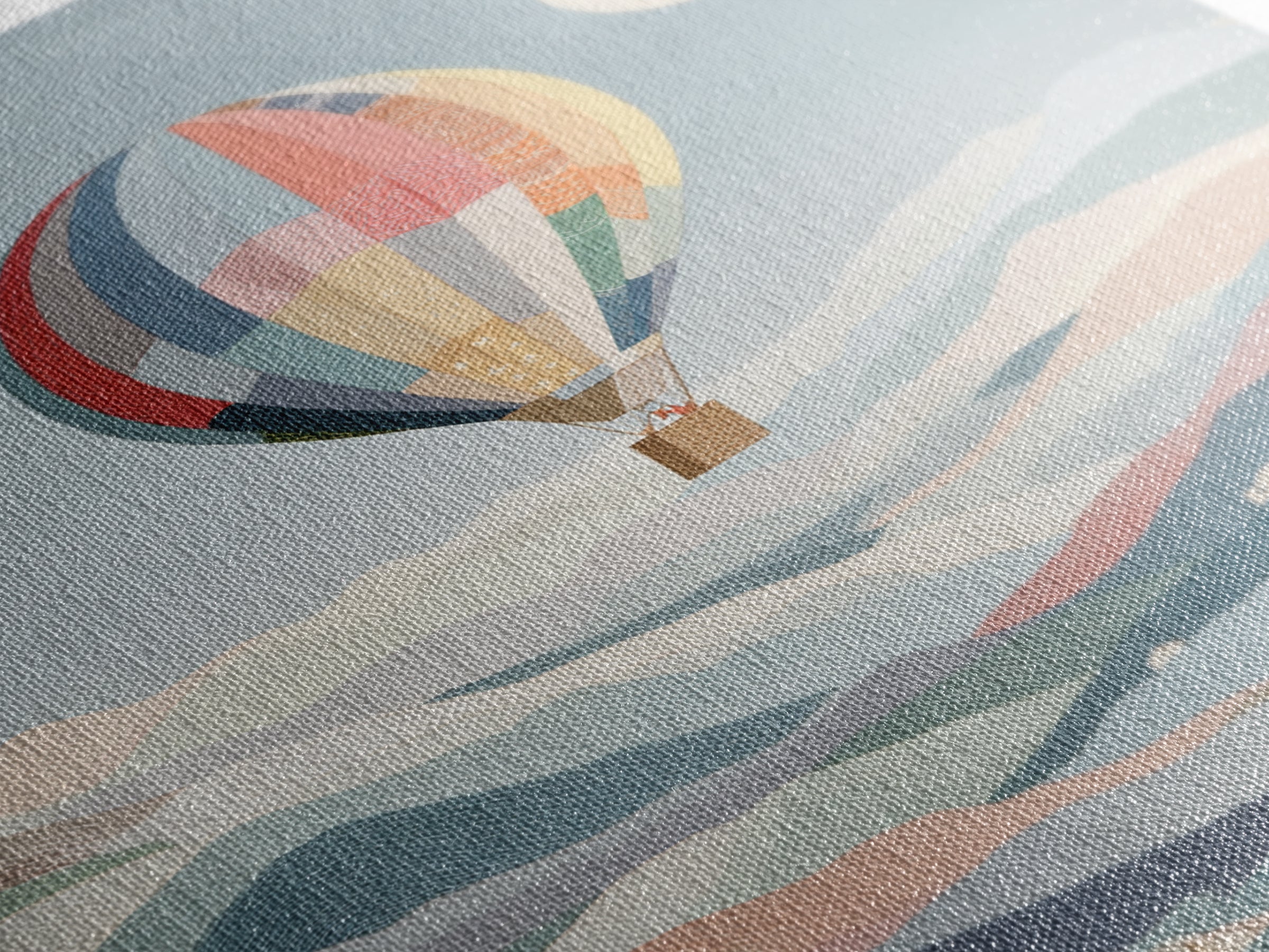 Hot Air Balloon Drifting Framed Canvas Print, Nursery Decor, Playroom Decor, Nursery, Boy Nursery Decor, Gallery Decor, NDE-2x3-68