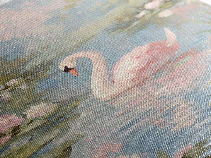 Pink Swan on Calm Pond Framed Canvas Print, Nursery Decor, Floral Wall Art, Fine Art, Nursery, Gallery Decor, Neutral Decor, NDE-2x3-69