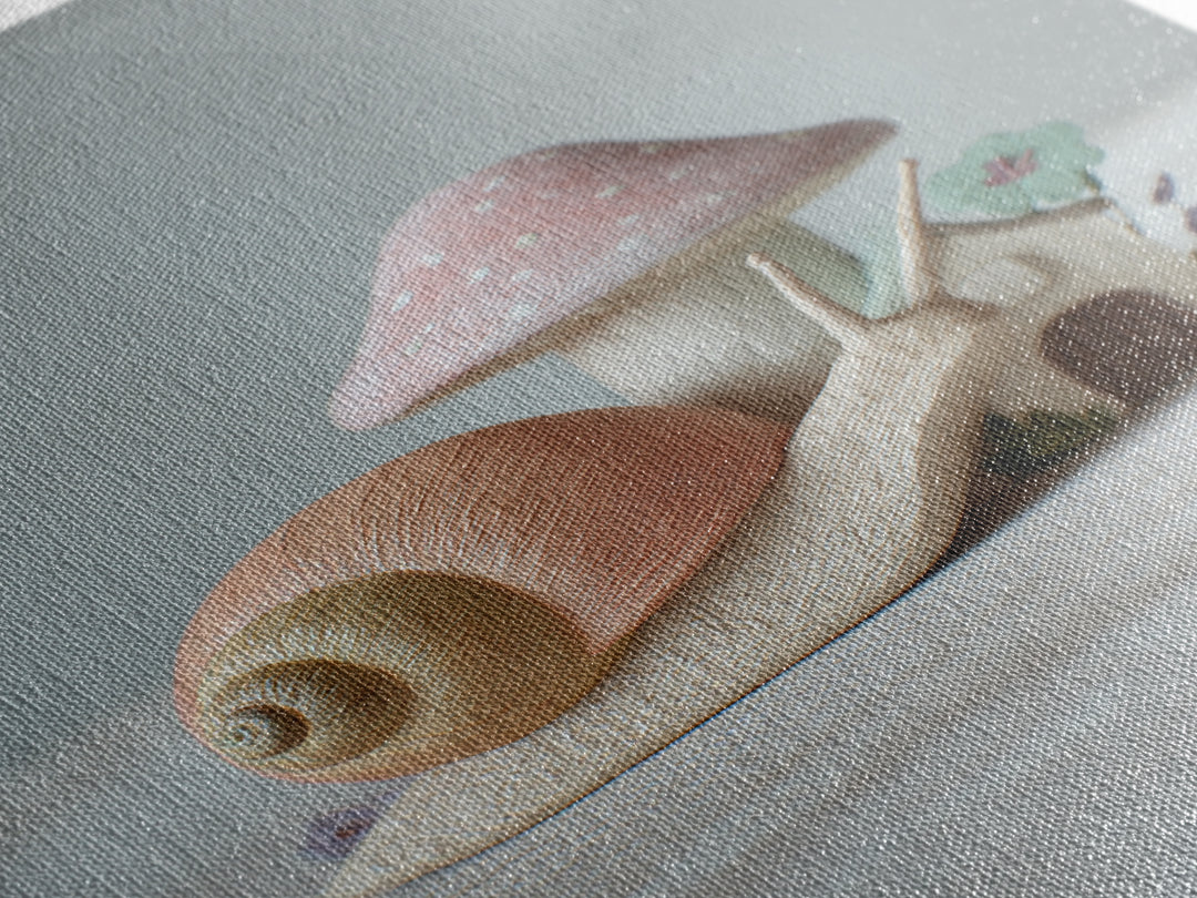 Garden Snail with Mushroom House Canvas Print, Nursery Decor, Fine Art Print, Watercolor Art, Nursery, Printable Wall Art, NDE-2x3-7