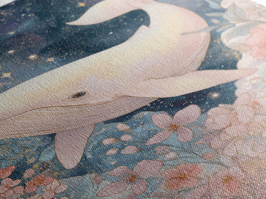 Baby Whale Swimming Through Stars Framed Canvas Print, Nursery Decor, Nursery Prints, Fine Art, Nursery, Nursery Wall Decal, NDE-2x3-88