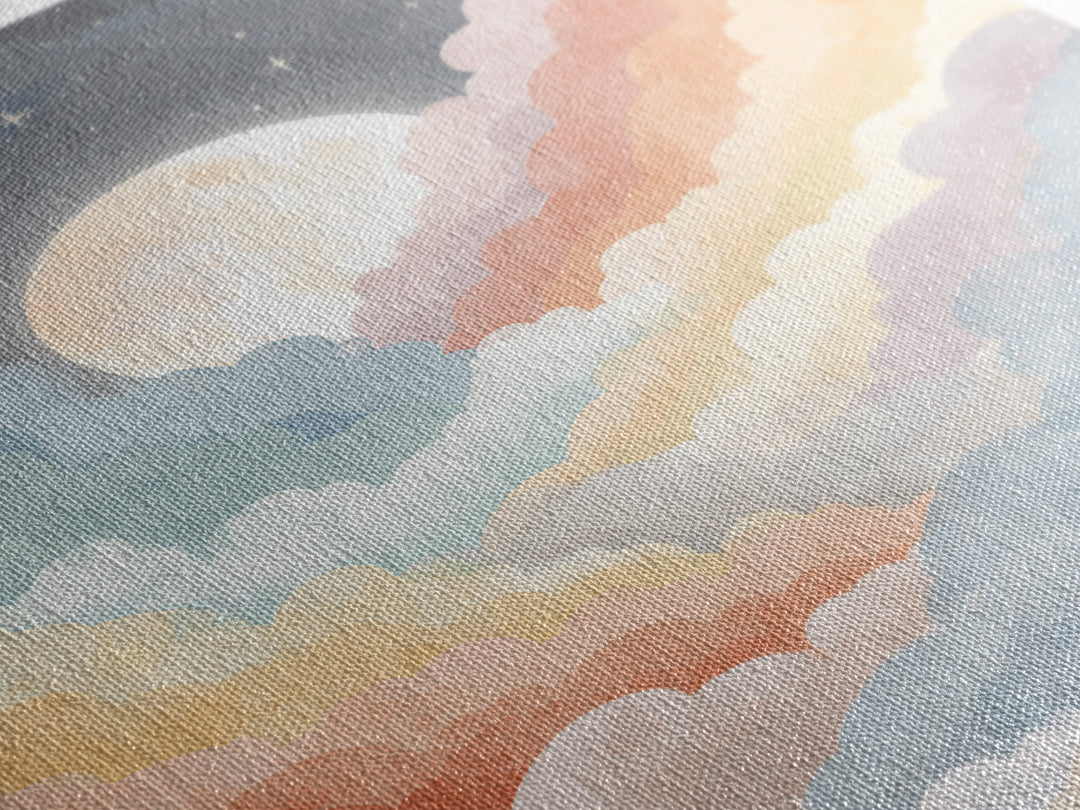 Pastel Rainbow with Soft Cloud Shapes Canvas Print, Nursery Decor, Wall Decal, Abstract Art, Nursery, Wall Light, NDE-2x3-9