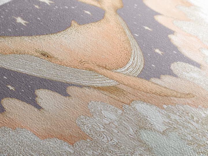 Baby Whale Swimming Through Stars Canvas Print, Nursery Decor, Textured Painting, Fine Art, Nursery, Bedroom Decor, Wall Decal, NDE-3x1-48