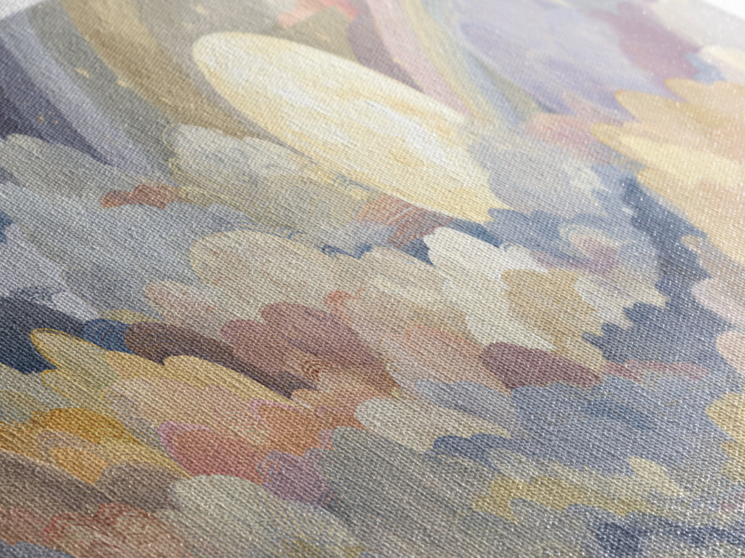 Pastel Rainbow with Soft Cloud Shapes Canvas Print, Nursery Decor, Boy Nursery Decor, Abstract Art, Nursery, Contemporary Art, NDE-3x1-65